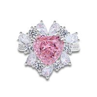 Sterling Silber Einfacher Stil Klassischer Stil Herzform Inlay Diamant Mit Hohem Kohlenstoffgehalt Ringe sku image 1
