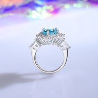 Sterling Silver Simple Style Water Droplets Solid Color Inlay High Carbon Diamond Rings main image 4