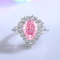 Sterling Silber Einfacher Stil Wassertropfen Einfarbig Inlay Diamant Mit Hohem Kohlenstoffgehalt Ringe main image 9