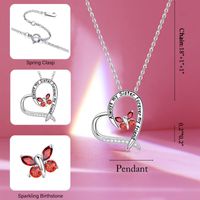 Sterling Silver Elegant Heart Shape Solid Color Butterfly Plating Inlay Zircon Pendant Necklace main image 2