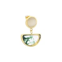 1 Pair Simple Style Semicircle Round Inlay Stainless Steel Opal 18K Gold Plated Drop Earrings main image 2