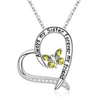 Sterling Silver Elegant Heart Shape Solid Color Butterfly Plating Inlay Zircon Pendant Necklace sku image 8