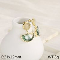 1 Pair Simple Style Semicircle Round Inlay Stainless Steel Opal 18K Gold Plated Drop Earrings sku image 1