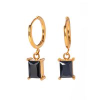 1 Pair Simple Style Classic Style Square Plating Inlay 316 Stainless Steel  Zircon 18K Gold Plated Drop Earrings main image 5