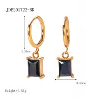 1 Pair Simple Style Classic Style Square Plating Inlay 316 Stainless Steel  Zircon 18K Gold Plated Drop Earrings sku image 1