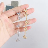 1 Pair Commute Butterfly Plating Inlay Copper Zircon 18K Gold Plated Drop Earrings main image 7