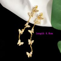 1 Pair Commute Butterfly Plating Inlay Copper Zircon 18K Gold Plated Drop Earrings main image 2