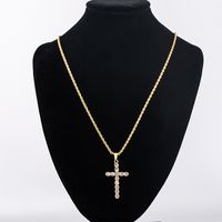 Stainless Steel 18K Gold Plated Business Simple Style Plating Inlay Cross Rhinestones Pendant Necklace main image 1
