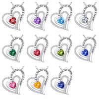 Sterling Silver Elegant Classic Style Heart Shape Solid Color Inlay Zircon Pendant Necklace main image 3