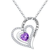 Sterling Silver Elegant Classic Style Heart Shape Solid Color Inlay Zircon Pendant Necklace sku image 2
