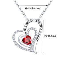 Sterling Silver Elegant Classic Style Heart Shape Solid Color Inlay Zircon Pendant Necklace main image 2