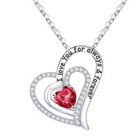 Sterling Silver Elegant Classic Style Heart Shape Solid Color Inlay Zircon Pendant Necklace sku image 6
