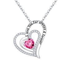 Sterling Silver Elegant Classic Style Heart Shape Solid Color Inlay Zircon Pendant Necklace sku image 9