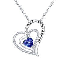 Sterling Silver Elegant Classic Style Heart Shape Solid Color Inlay Zircon Pendant Necklace sku image 12