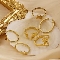 Stainless Steel 18K Gold Plated Sweet Heart Shape Butterfly Open Rings main image 8