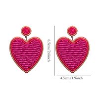 1 Pair Lady Heart Shape Stainless Steel Cloth Glass Drop Earrings sku image 2