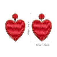 1 Pair Lady Heart Shape Stainless Steel Cloth Glass Drop Earrings sku image 1