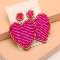 1 Pair Lady Heart Shape Stainless Steel Cloth Glass Drop Earrings main image 3
