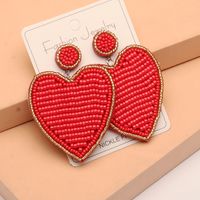 1 Pair Lady Heart Shape Stainless Steel Cloth Glass Drop Earrings main image 5