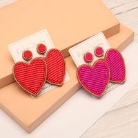 1 Pair Lady Heart Shape Stainless Steel Cloth Glass Drop Earrings main image 2