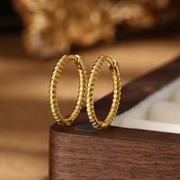 1 Pair Casual Hip-Hop Circle Round Plating Sterling Silver White Gold Plated Gold Plated Earrings main image 2