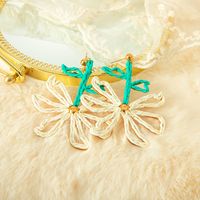 1 Pair Vacation Simple Style Pentagram Flower Plating 304 Stainless Steel Raffia Gold Plated Drop Earrings sku image 2