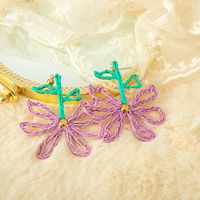 1 Pair Vacation Simple Style Pentagram Flower Plating 304 Stainless Steel Raffia Gold Plated Drop Earrings main image 5