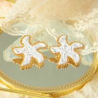 1 Pair Casual Vacation Starfish Plating Three-dimensional 304 Stainless Steel Raffia Gold Plated Ear Studs main image 3