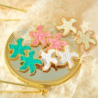1 Pair Casual Vacation Starfish Plating Three-dimensional 304 Stainless Steel Raffia Gold Plated Ear Studs main image 1