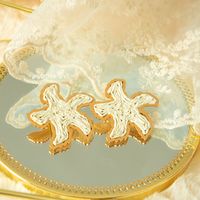1 Pair Casual Vacation Starfish Plating Three-dimensional 304 Stainless Steel Raffia Gold Plated Ear Studs main image 5