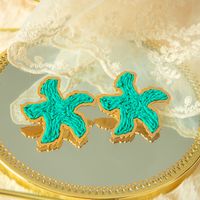 1 Pair Casual Vacation Starfish Plating Three-dimensional 304 Stainless Steel Raffia Gold Plated Ear Studs sku image 2