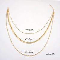 304 Stainless Steel Titanium Steel Gold Plated Modern Style Classic Style Handmade Plating Solid Color Three Layer Necklace main image 2