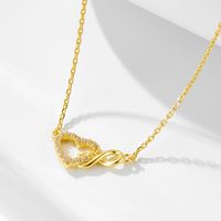 Sterling Silver IG Style Elegant Lady Plating Inlay Infinity Heart Shape Zircon Pendant Necklace main image 6