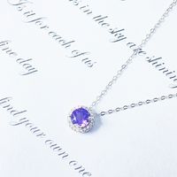 Sterling Silver Elegant Streetwear Round Plating Inlay Crystal Pendant Necklace main image 3