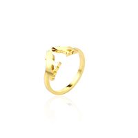 Stainless Steel 18K Gold Plated Sweet Heart Shape Butterfly Open Rings sku image 6