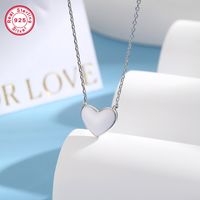 Solid Color Heart Shape Sterling Silver White Gold Plated Women's Bracelets Necklace Jewelry Set main image 2