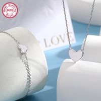 Solid Color Heart Shape Sterling Silver White Gold Plated Women's Bracelets Necklace Jewelry Set main image 8