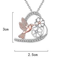 IG Style Shiny Heart Shape Flower Bird Alloy Hollow Out Inlay Rhinestones Women's Pendant Necklace 1 Piece main image 2