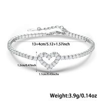 Elegant Glam Luxurious Heart Shape Sterling Silver Plating Inlay Zircon White Gold Plated Women's Bracelets Necklace Jewelry Set main image 7