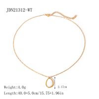 Stainless Steel 18K Gold Plated Simple Style Classic Style Round Plating Inlay Opal Pendant Necklace sku image 1