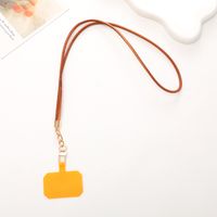 Retro Geometric Solid Color Leather Mobile Phone Lanyard main image 3