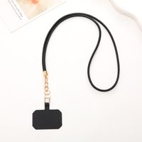 Retro Geometric Solid Color Leather Mobile Phone Lanyard main image 4