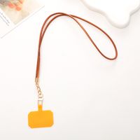 Retro Geometric Solid Color Leather Mobile Phone Lanyard sku image 1