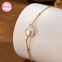 Ethnic Style Simple Style Pearl Sterling Silver Plating White Gold Plated Gold Plated Women's Bracelets Necklace Jewelry Set main image 4