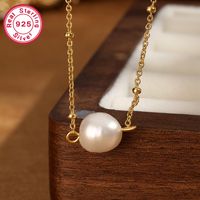 Ethnic Style Simple Style Pearl Sterling Silver Plating White Gold Plated Gold Plated Women's Bracelets Necklace Jewelry Set main image 5