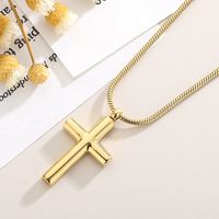 Stainless Steel 18K Gold Plated Basic Plating Cross Pendant Necklace main image 3