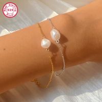 Ethnic Style Simple Style Pearl Sterling Silver Plating White Gold Plated Gold Plated Women's Bracelets Necklace Jewelry Set main image 9