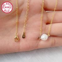 Ethnic Style Simple Style Pearl Sterling Silver Plating White Gold Plated Gold Plated Women's Bracelets Necklace Jewelry Set main image 8