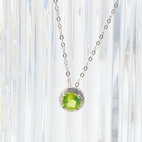 Sterling Silver Gold Plated Vintage Style Simple Style Plating Inlay Circle Topaz Olivine Pendant Necklace sku image 1