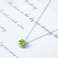 Sterling Silver Gold Plated Vintage Style Simple Style Plating Inlay Circle Topaz Olivine Pendant Necklace main image 5